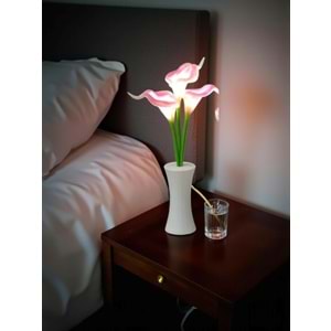 Zambak Tasarımlı Dekoratif Led Işıklı Lamba 27,5 cm x 7,5 cm