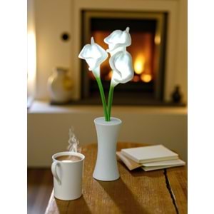 Zambak Tasarımlı Dekoratif Led Işıklı Lamba 27,5 cm x 7,5 cm