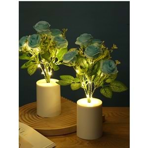 Gül Aranjmanı Tasarımlı Dekoratif Led Işıklı Lamba 30 cm x 7,5 cm