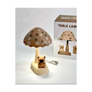 Capybara LED USB Çocuk Gece Lambası – Mantar Tasarımlı, Şarjlı