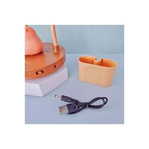 Capybara LED Masa Lambası – USB Şarjlı, Kalemlik, Telefon ve Kalemtıraşlı