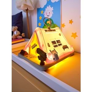 Kamp Macerası Işıklı Çadır Kumbara – Sticker Hediyeli Çocuk Gece Lambası