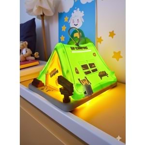 Kamp Macerası Işıklı Çadır Kumbara – Sticker Hediyeli Çocuk Gece Lambası