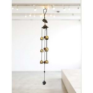 Güç ve Bolluk Getiren Fil Tasarımlı Feng Shui Rüzgar Çanı (9 Çanlı, 67 cm)