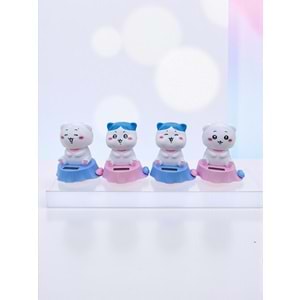 Sevimli Sallanan Kedi Figürü Solar Biblo – Araba ve Masa Dekoru (11 cm)