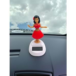 Güneş Enerjili Sallanan Hawai Hula Kızı Figürü – Araba ve Masa Dekoru (10 cm)