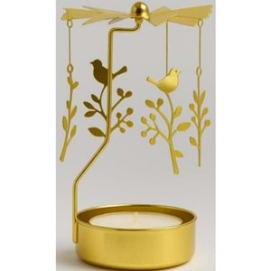 Altın Renkli Dönen Metal Mumluk Melek Kız Tasarımlı Isı Ile Dönen Dilek Çanı