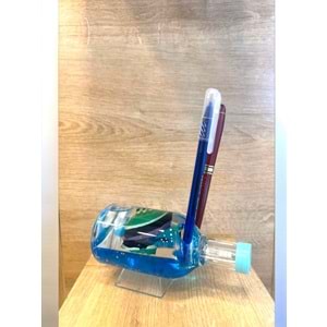 Işıklı Deniz Temalı Gemi Sulu Kalemlik – LED'li Masa Dekoru (14.5 cm)