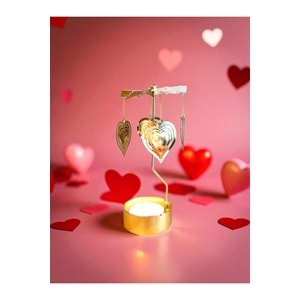 Isı ile Dönen Mumluk – Kalp ve Love Modeli, Romantik Dekor