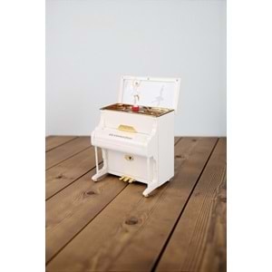 Büyük Boy Dans Eden Balerinli Piyano Müzik ve Takı Kutusu – Nostaljik Dekoratif Kurmalı Piyano (21 cm)