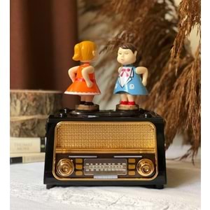 Radyo Görünümlü Öpüşen Çift Müzik Kutusu – Nostaljik Biblo ve Hediye