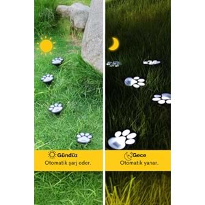 Sevimli Kedi Patisi Solar Bahçe Lambası - Otomatik Yanan Dekoratif Aydınlatma