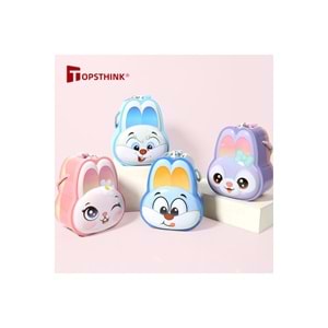 Sevimli Tavşan Tasarımlı Kilitli Metal Kumbara – 12.5x9x14.5 cm, Renkli, Dayanıklı