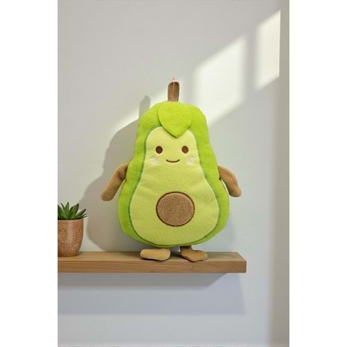 Avokado Tasarımlı Peluş Yastık 35×30 cm – Yumuşak Elyaf Dolgulu Polar Kumaş