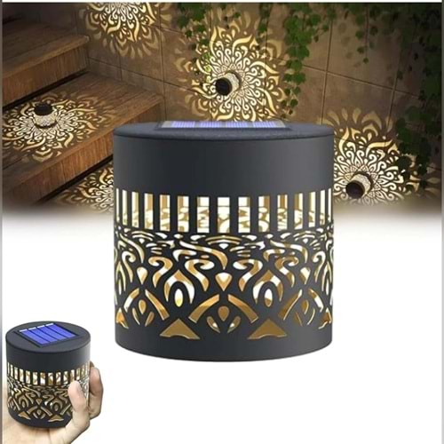 2 li Set Solar Mandala Lamba Bahçe Dekoratif Aydınlatma Oyma Demir Güneş Enerjili Bahçe Işığı