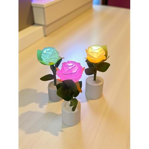 Işıklı Tek Gül Tasarımlı Dekoratif Gül Lamba 5 cm x 17 cm