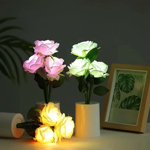 Güllü Dekoratif Led Işıklı Lamba 27 cm x 8 cm