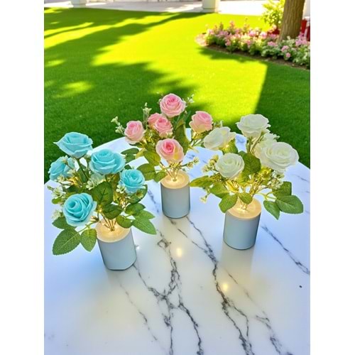 Gül Aranjmanı Tasarımlı Dekoratif Led Işıklı Lamba 30 cm x 7,5 cm