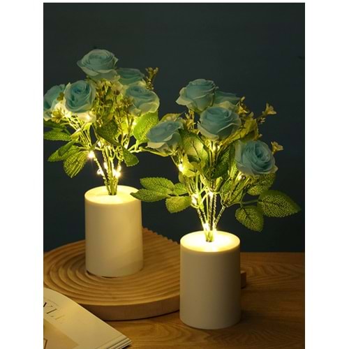 Gül Aranjmanı Tasarımlı Dekoratif Led Işıklı Lamba 30 cm x 7,5 cm