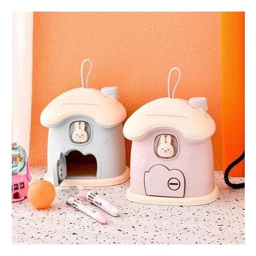 LED Işıklı Sevimli Ev Kumbara + Sticker Hediyeli – Çocuk Gece Lambası ve Biblo