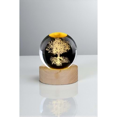 Hayat Ağacı Tasarımlı 3D Kristal Cam Küre 6 cm