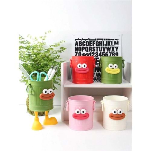 Kendin Yap (DIY) Sevimli Bacaklı Kova Kalemlik - 6 Parça / 6 Renk Seçeneği (Yükseklik 15,5 cm)