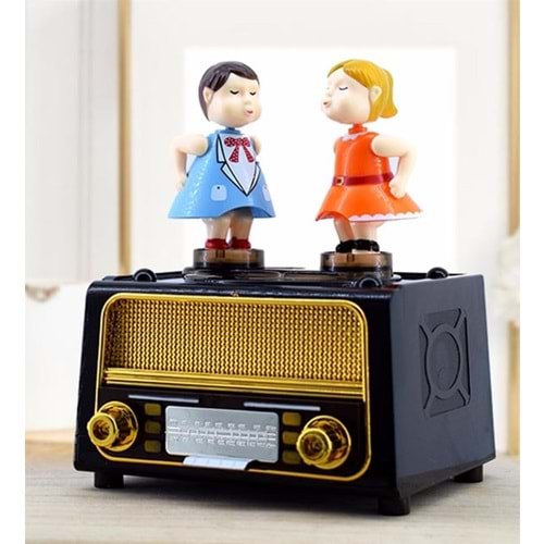 Radyo Görünümlü Öpüşen Çift Müzik Kutusu – Nostaljik Biblo ve Hediye