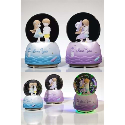 Aşıklar Işıklı & Müzikli Kar Küresi – Otomatik Kar Püskürtmeli Büyük Boy