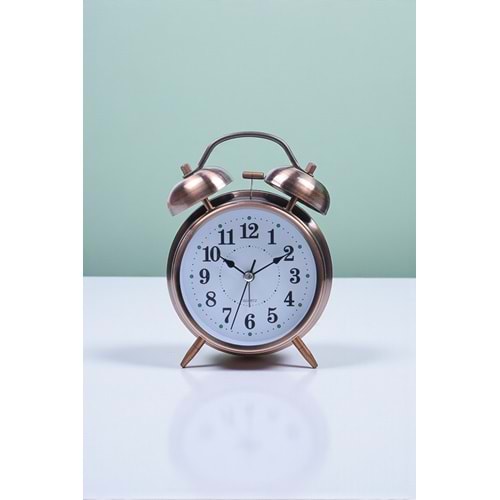 Büyük Boy Metal Bakır Çalar Saat | Şık ve Dekoratif Masa Saati