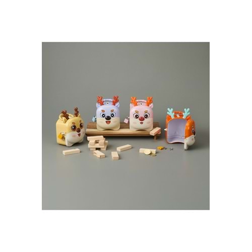 Geyik Tasarımlı Kilitli Metal Kumbara – 16x10 cm, Renkli, Çocuklar İçin