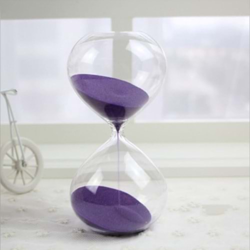 CAM KUM SAATİ 1 SAAT 24 CM - Mor