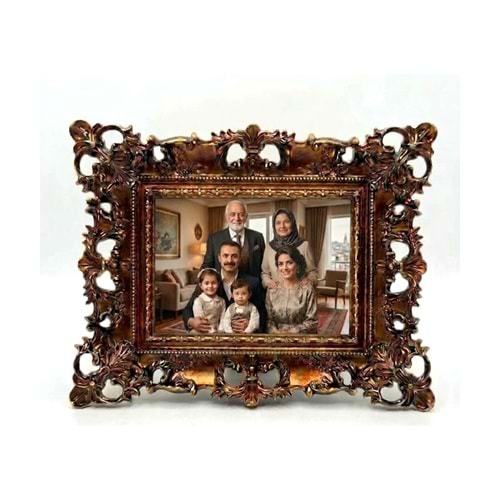 Premium Nostaljik Reçine Çerçeve 24.5x18.5 cm – Yatay ve Dikey Kullanıma Uygun Oymalı Çerçeve