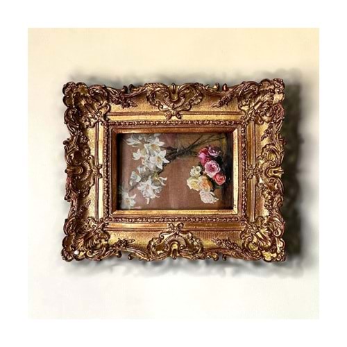 Vintage Barok Fotoğraf Çerçevesi Altın Renk Reçine 24 x 20 cm Yatay ve Dikey Kullanım 14 x 10 Fotoğraf