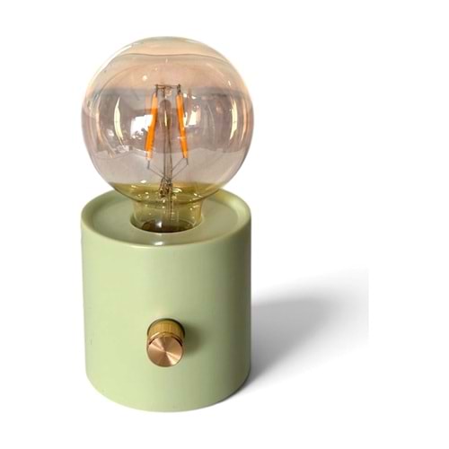 Vintage Edison Ampullü Mini Masa Lambası Dimmer Ayarlı Pilli Dekoratif Gece Lambası 16,5 x 8,5 cm - Yeşil