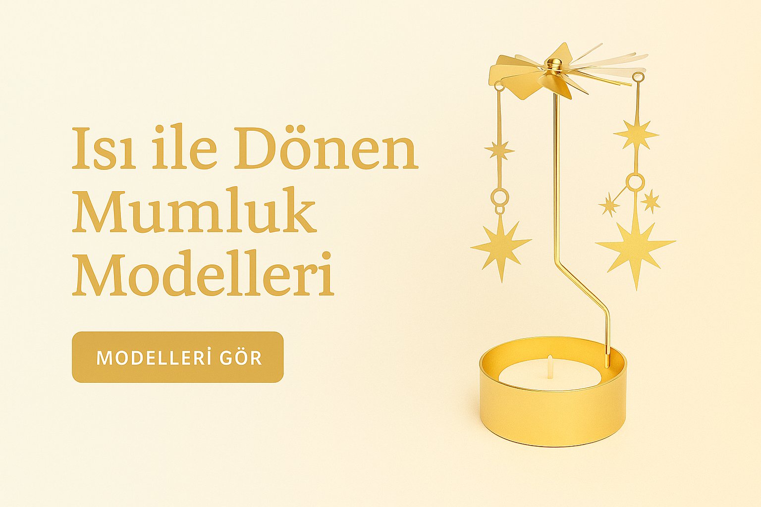 Altın detaylı dekoratif döner mumluk