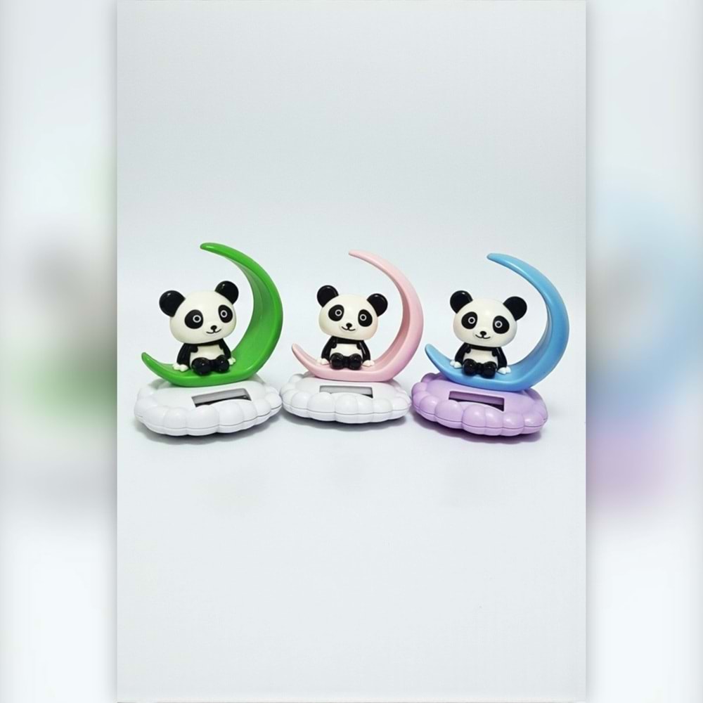 Güneş Enerjili Dans Eden Sevimli Panda Tasarımlı Biblo – 9 cm Dekoratif Masa Üstü Figür