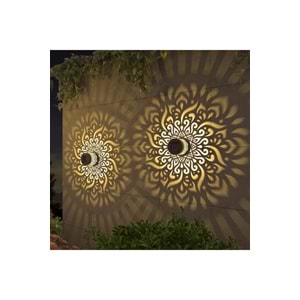 2 li Set Solar Mandala Lamba Bahçe Dekoratif Aydınlatma Oyma Demir Güneş Enerjili Bahçe Işığı