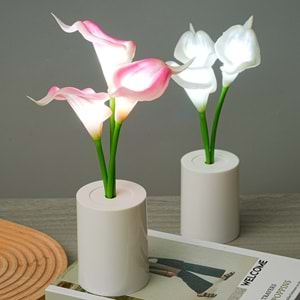 Zambak Tasarımlı Dekoratif Led Işıklı Lamba 27,5 cm x 7,5 cm
