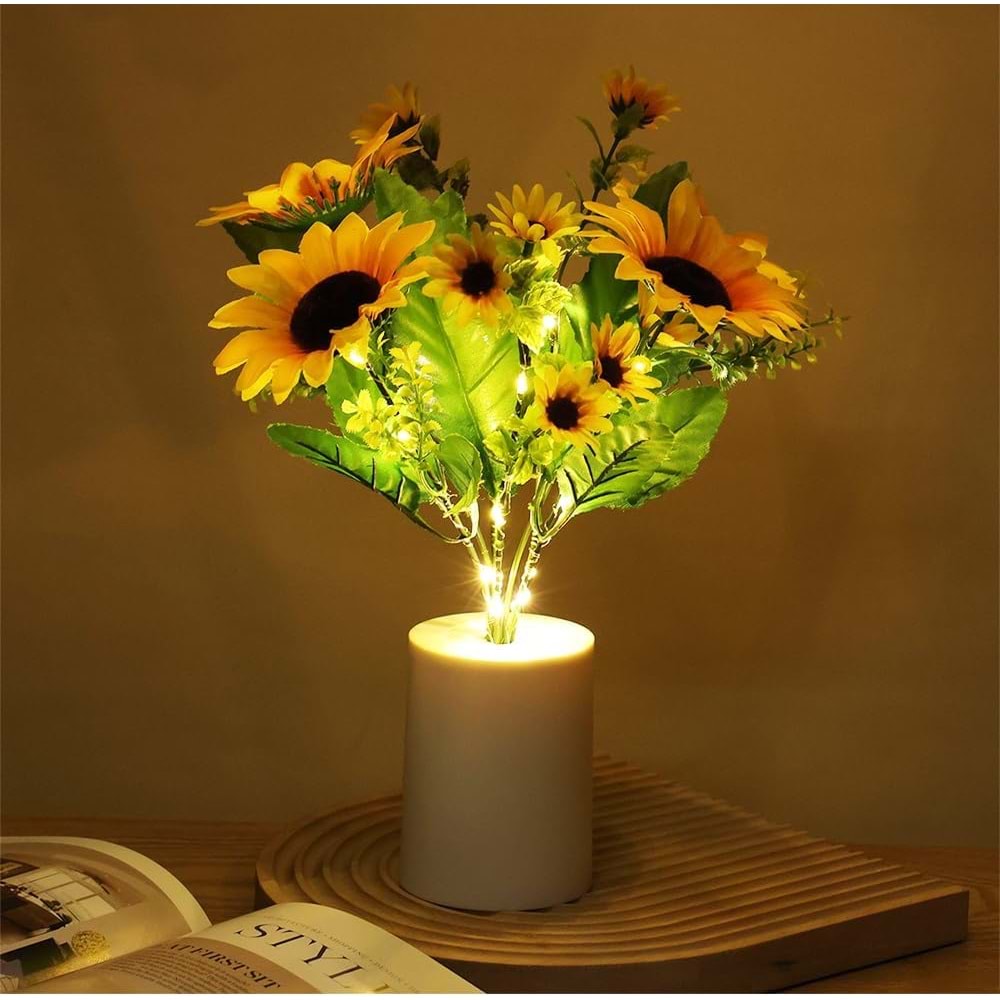 Günebakan Çiçeği (Ayçiçeği) Tasarımlı Dekoratif Led Işıklı Lamba 27,5 cm x 7,5 cm