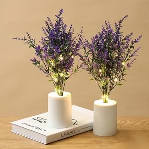 Lavanta Tasarımlı Dekoratif Led Işıklı Lamba 30 cm x 8 cm