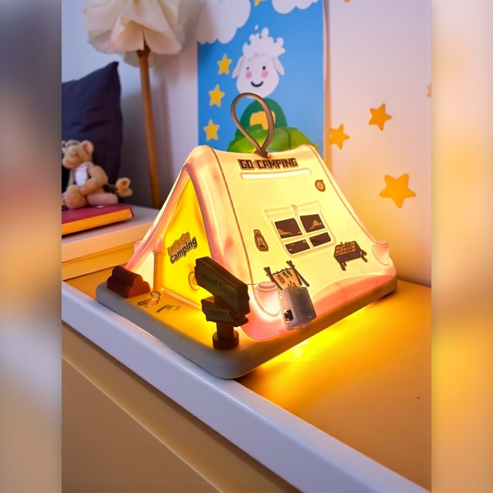 Kamp Macerası Çadır Kumbara – Sticker Hediyeli Çocuk Gece Lambası