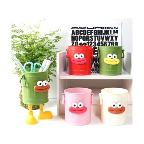 Kendin Yap (DIY) Sevimli Bacaklı Kova Kalemlik - 6 Parça / 6 Renk Seçeneği (Yükseklik 15,5 cm)