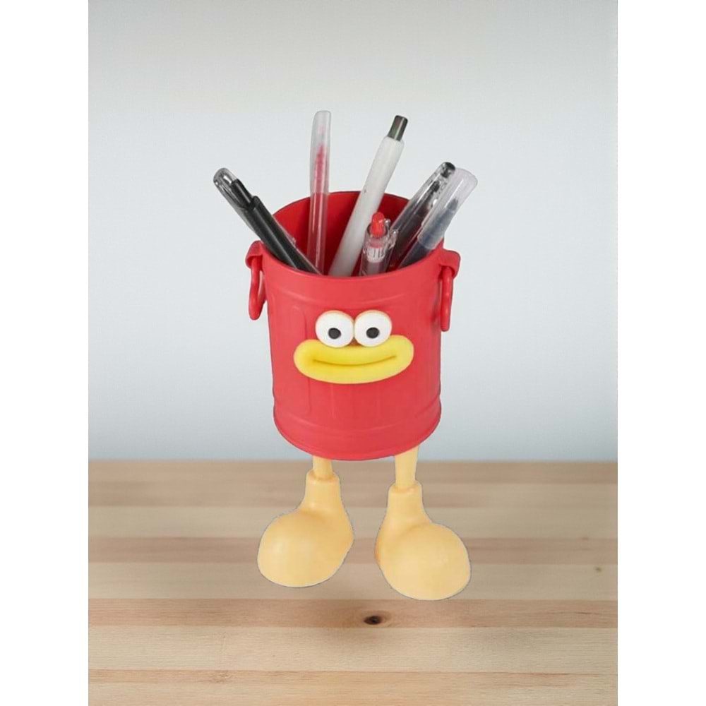 Kendin Yap (DIY) Sevimli Bacaklı Kova Kalemlik - 6 Parça / 6 Renk Seçeneği (Yükseklik 15,5 cm)
