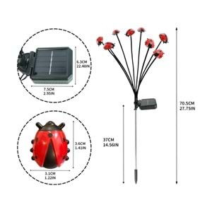 Uğur Böceği Tasarımlı Solar Bahçe Aydınlatması – Esnek LED Işıklar, Rüzgarda Sallanan Dekoratif