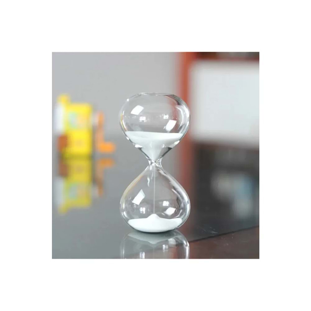 CAM KUM SAATİ 1 SAAT 24 CM - Beyaz