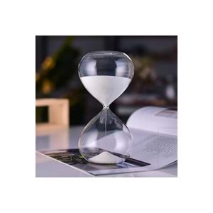 CAM KUM SAATİ 1 SAAT 24 CM - Beyaz