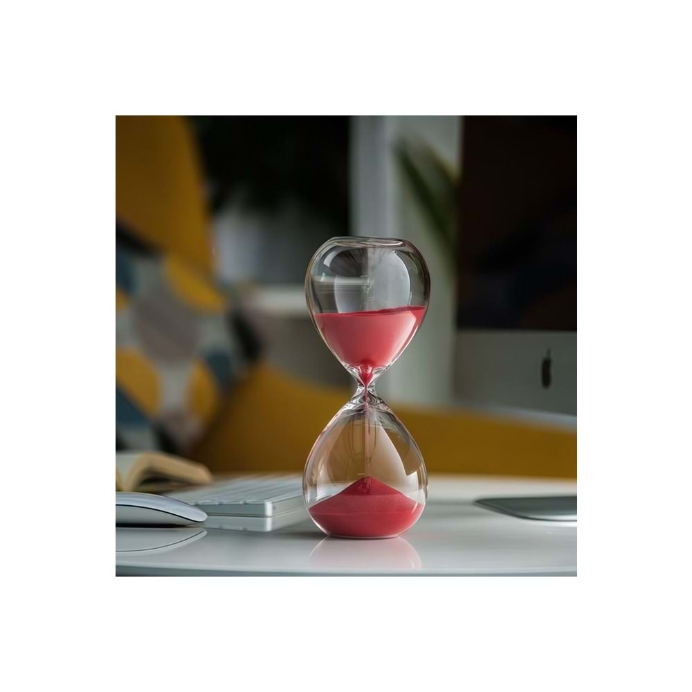 CAM KUM SAATİ 1 SAAT 24 CM - Kırmızı
