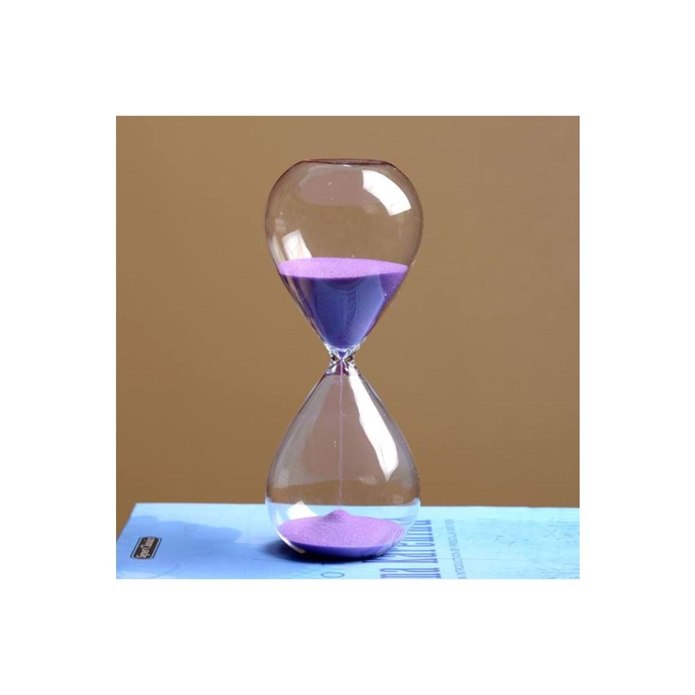 CAM KUM SAATİ 1 SAAT 24 CM - Mor