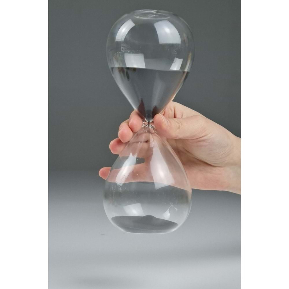 CAM KUM SAATİ 1 SAAT 24 CM - Siyah