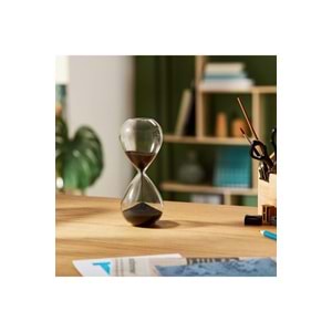 CAM KUM SAATİ 1 SAAT 24 CM - Siyah